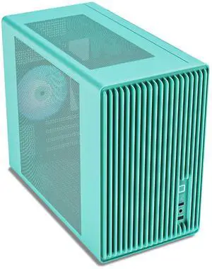 Vetroo M06 Micro-ATX/Mini-ITX Gaming PC Case, Compact High Airflow Mesh Mid Tower, Supports 5×120mm Fans & 240mm Liquid Cooling, GPU Up to 355mm, Adjustable PSU Mount, USB Type-C I/O - Mint Green