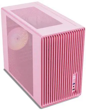 Vetroo M06 Micro-ATX/Mini-ITX Gaming PC Case, Compact High Airflow Mesh Mid Tower, Supports 5×120mm Fans & 240mm Liquid Cooling, GPU Up to 355mm, Adjustable PSU Mount, USB Type-C I/O - Pink