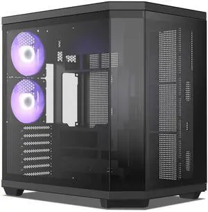 Vetroo CT3 ATX Mid-Tower Gaming Computer PC Case, Triple-Sided Tempered Glass Panoramic View, Supports 360mm Radiator & 11 Fans, Up to 410mm GPU, Type-C Ready, High-Airflow for 50 Series GPUs - Black