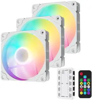Vetroo 3 Pack 120mm ARGB & PWM Case Cooling Fans with Controller Computer PC Cooler White Frame High Airflow High-Performance with 5V 3pin Motherboard Sync Vetroo 3 Pack 120mm ARGB & PWM Case Cooling Fans with Controller Computer PC Cooler White Frame High Airflow High-Performance with 5V 3pin Motherboard Sync
