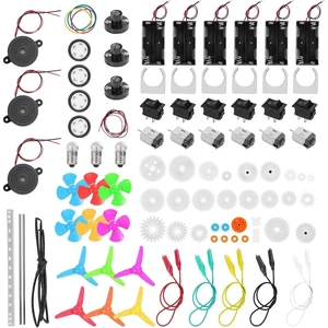 GANGXUN 131-Piece DIY Electronic Experiment Box with DC Motors 1.5-3V 15000RPM, Mini Electric Motor Set with Gears, Propeller, Buzzer & Battery Holder, for STEM Kit and Technology Projects GANGXUN 131-Piece DIY Electronic Experiment Box with DC Motors 1.5-3V 15000RPM, Mini Electric Motor Set with Gears, Propeller, Buzzer & Battery Holder, for STEM Kit and Technology Projects