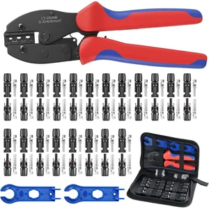 GANGXUN Solar Crimping Pliers Set for 2.5-6mm2 PV Cable, with 20 Pairs of Solar Connectors (Male & Female), 1× Crimping Tool and 2× Mounting Wrench, Tool Set for Secure Photovoltaic Cable Connections GANGXUN Solar Crimping Pliers Set for 2.5-6mm2 PV Cable, with 20 Pairs of Solar Connectors (Male & Female), 1× Crimping Tool and 2× Mounting Wrench, Tool Set for Secure Photovoltaic Cable Connections