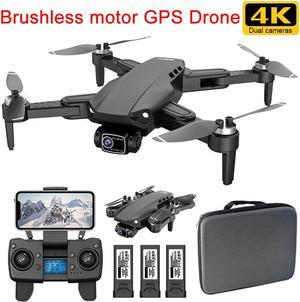 Brushless Motor GPS Drone with Camera 4K L900 PRO Helicopter Quadrocopter Dual Camera Drones Long Endurance Folding Aircraft Black 3 Battery
