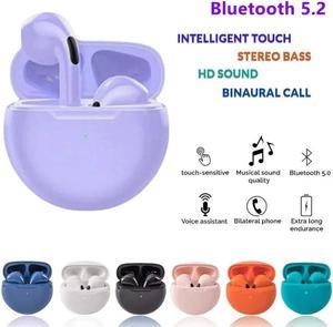 TWS Pro6 True Wireless Earbuds Bluetooth Earphone Touch Control with Mic Waterproof TWS Stereo Headphone Headset Sport Pink