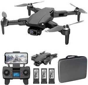 NO. Brushless Drone with Camera 4K GPS Drone Follow Me Drone Quadcopter Helicopter L900 Pro RC Drones with Camera Motorized Adjustment Camera Dual Cameras Black 3 Battery 4K