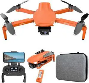 NO. Lozenge Brushless Drone with Camera for Adults 4K GPS Drone Follow Me RC Quadcopter Helicopter L500 Pro Dual Cameras Orange 1 Battery 4K
