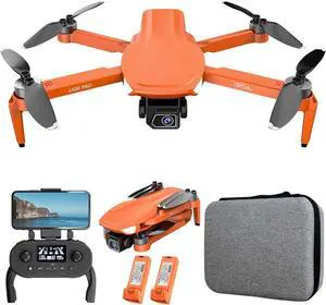 NO. Lozenge Brushless Drone with Camera for Adults 4K GPS Drone Follow Me RC Quadcopter Helicopter L500 Pro Dual Cameras Orange 2 Battery 4K