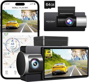 WOLFBOX G850 4K Mirror Dash Cam: 12'' Rear View Mirror Camera for Car,Dual Dash  Cameras Front and Rear,Super Night Vision,Parking Monitoring,Reversing  Assistance,32GB TF Card & GPS 