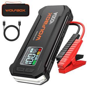WOLFBOX JS24 4000A Black Jump Starter,12V Car Battery Jump Starter Without PD65W fast charger, 24000mAh Portable Jump Starter Battery Pack(10L Gas 10L Diesel Engine) with Booster,LED Light