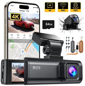REDTIGER 4K Dash Cam Front and Rear, Built-in 5.8GHz WiFi GPS, 4K+1080P Dual Dash Camera for Cars, 64GB Card Included, 3.18 inch Display Dashcam, 170° Wide Angle Dashboard Camera Recorder, Night Visio REDTIGER 4K Dash Cam Front and Rear, Built-in 5.8GHz WiFi GPS, 4K+1080P Dual Dash Camera for Cars, 64GB Card Included, 3.18 inch Display Dashcam, 170° Wide Angle Dashboard Camera Recorder, Night Visio