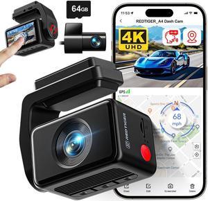 REDTIGER A4 Dash Cam Front and Rear with 5.8GHz WiFi, 2" Touch Screen, and Free 64GB Card  Advanced Car DVR with Parking Monitoring and Loop Recording