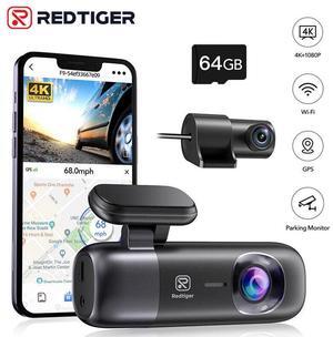 REDTIGER Dash Cam 4K Front and Rear 1080P, WiFi GPS Car Camera with Free 32GB SD Card, Dual Dash Camera for Cars, Loop Recording, Night Vision, Parking Mode, Smart App Control, Support 256GB Max