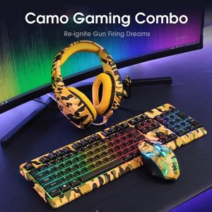 3 Pieces per Box New Camouflage Teclado Y Mouse Wired RGB E Sport PC Gaming Mouse Keyboard Headset Gaming Combos