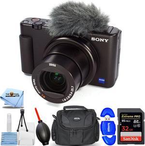 Sony ZV1 201MP4K Compact Vlog Digital Camera Black  Essential 32GB Bundle