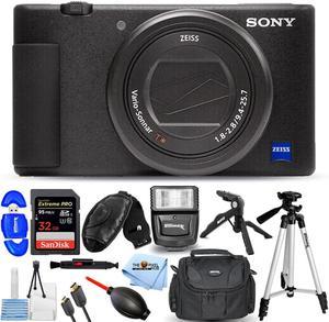 Sony ZV1 201MP4K Compact Vlog Digital Camera Black  32GB  Flash Bundle