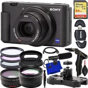 Sony ZV1 201MP4K Compact Vlog Digital Camera Black  16PC Accessory Bundle