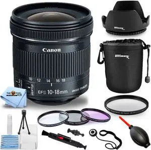 Canon EF-S 10-18mm f/4.5-5.6 IS STM Lens 9519B002 - 10PC Accessory Bundle
