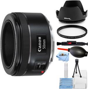 Canon EF 50mm f18 STM Lens 0570C002  UV Filter  Tulip Hood Lens Bundle