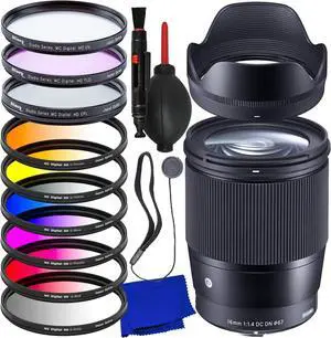 Sigma 16mm f/1.4 DC DN Contemporary Lens for Sony E 402965 - 15PC Accessory Kit