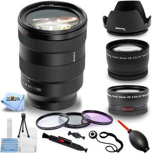 Sony FE 24-105mm f/4 G OSS Lens SEL24105G + Telephoto and Wide Angle Lens Bundle