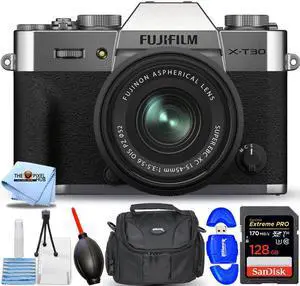 FUJIFILM X-T30 II Mirrorless Camera with XC 15-45mm OIS PZ Lens (Silver) Bundle