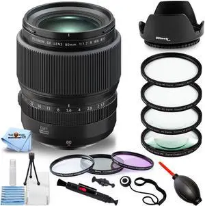 FUJIFILM GF 80mm f/1.7 R WR Lens 600022103 - 14PC Accessory Bundle