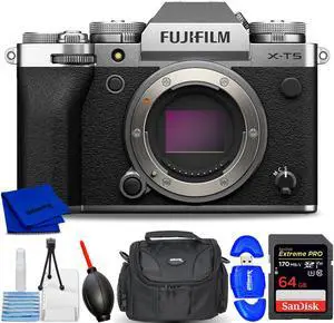 FUJIFILM X-T5 Mirrorless Camera (Body, Silver) 16782337 - KIT BOX Bundle