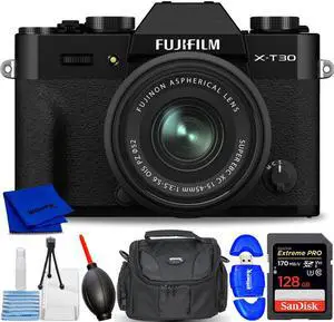 FUJIFILM X-T30 II Mirrorless Camera with XC 15-45mm OIS PZ Lens Black - 7PC Kit