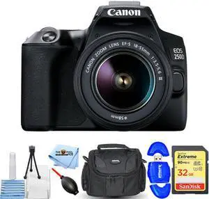 Canon EOS 250D/Rebel SL3 with 18-55mm f/3.5-5.6 III Lens - Essential 32GB Bundle