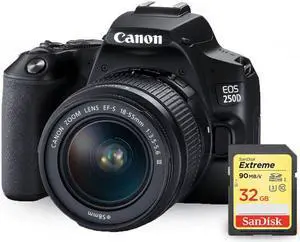 Canon EOS 250D/Rebel SL3 with 18-55mm f/3.5-5.6 III Lens + Sandisk Extreme 32GB