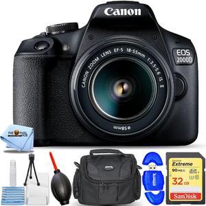 Canon EOS 2000D / Rebel T7 with 18-55mm IS II Lens - Essential 32GB Bundle