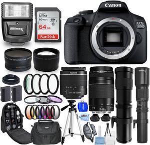 Canon EOS 2000D/Rebel T7 + 18-55mm + 75-300mm + 500mm + 420-800mm Lenses Bundle