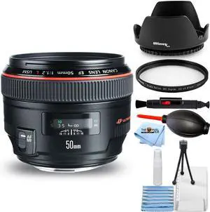 Canon EF 50mm f/1.2L USM Lens (Black) 1257B002 - 7PC Accessory Bundle