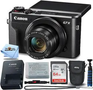 Canon PowerShot G7 X Mark II Digital Camera 1066C001 + 64GB + Tripod Bundle
