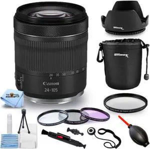 Canon RF 24-105mm f/4-7.1 IS STM Lens + Filter Kit + Pouch Bundle - White Box