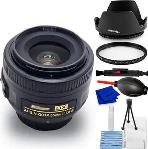 Nikon AF-S DX NIKKOR 35mm f/1.8G Lens (Black) - 7PC Accessory Bundle