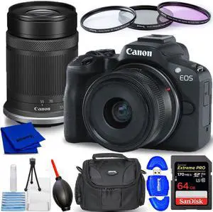 Canon EOS R50 Mirrorless Camera with 18-45mm and 55-210mm Lenses (Black) Kit