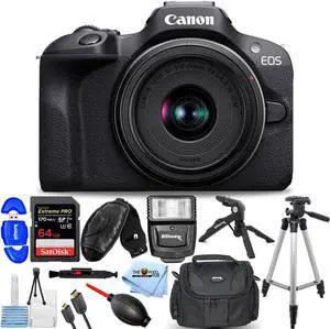 Canon EOS R100 Mirrorless Camera with 18-45mm Lens 6052C012 - 12PC Accessory Kit