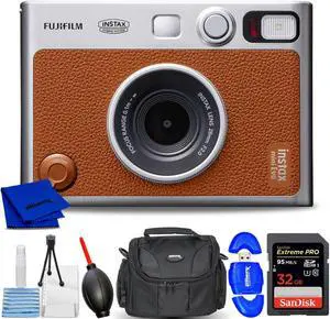 FUJIFILM INSTAX MINI EVO Hybrid Instant Camera (Brown) 16812534 - 7PC Bundle