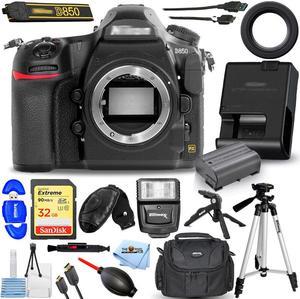 Nikon D850 DSLR Camera (Body Only) 1585 32GB + Flash + Tripods Pro Bundle