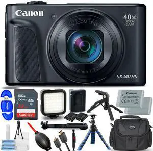 Canon PowerShot SX740 HS Digital Camera (Black) 2955C001 - 12PC Accessory Bundle