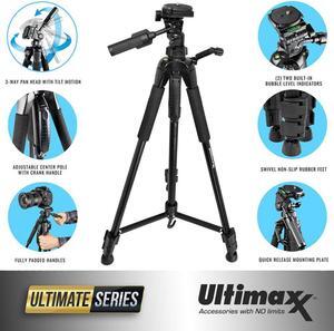 ULTIMAXX 72 Inch Full Size Professional Swivel Quick Release Non Slip Tripod