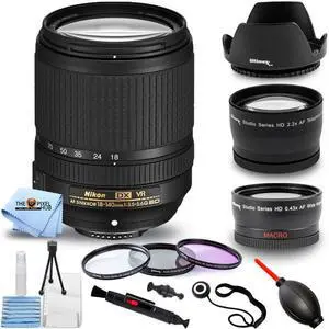 Nikon AF-S DX NIKKOR 18-140mm f3.5-5.6G ED VR Lens + Filter Kit Bundle White Box