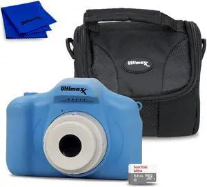 Ultimaxx Digital Video Recorder Camera (Blue) Kids Teens ages 8-12 Beginners with Games 32GB Micro SD Holiday Christmas Gift Kit