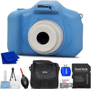 Ultimaxx Digital Video Recorder Camera (Blue) Kids Teens ages 8-12 Beginners with Games 32GB Micro SD Holiday Christmas Gift Bundle