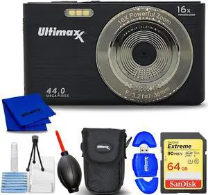Ultimaxx 44MP Digital Compact Camera with 16x Digital Zoom w/ 32GB Card Bundle