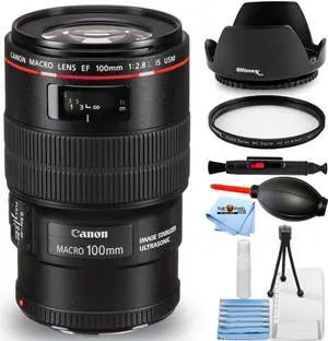 Canon EF 100mm f/2.8L Macro IS USM Lens 3554B002 - Essential UV Filter Bundle
