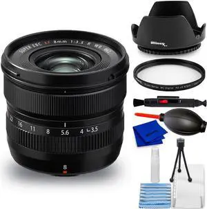 FUJIFILM XF 8mm f/3.5 R WR Lens 16797760 - 7PC Accessory Bundle