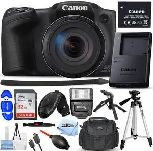 Canon PowerShot SX420 IS 20MP Digital Camera (Black) + 32GB + Flash Bundle