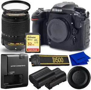 Nikon D500 DSLR Camera with AF-S 18-140mm VR + EXT BAT + 32GB + UV Filter Bundle